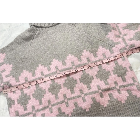 NEW H&M Jacquard Gray & Pink Fair Isle Turtleneck Sweater Women’s S Cropped - Picture 8 of 15